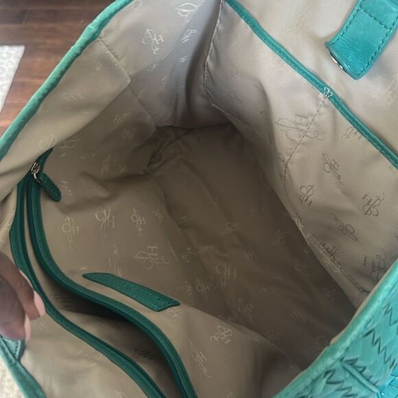 Cole Haan Green Leather Weaved Tote Bag - Picture 7 of 8